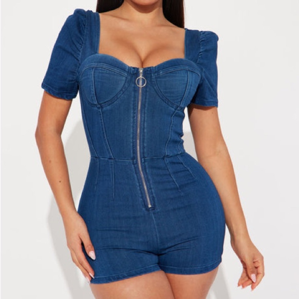 Fashion Nova Indigo Denim Romper